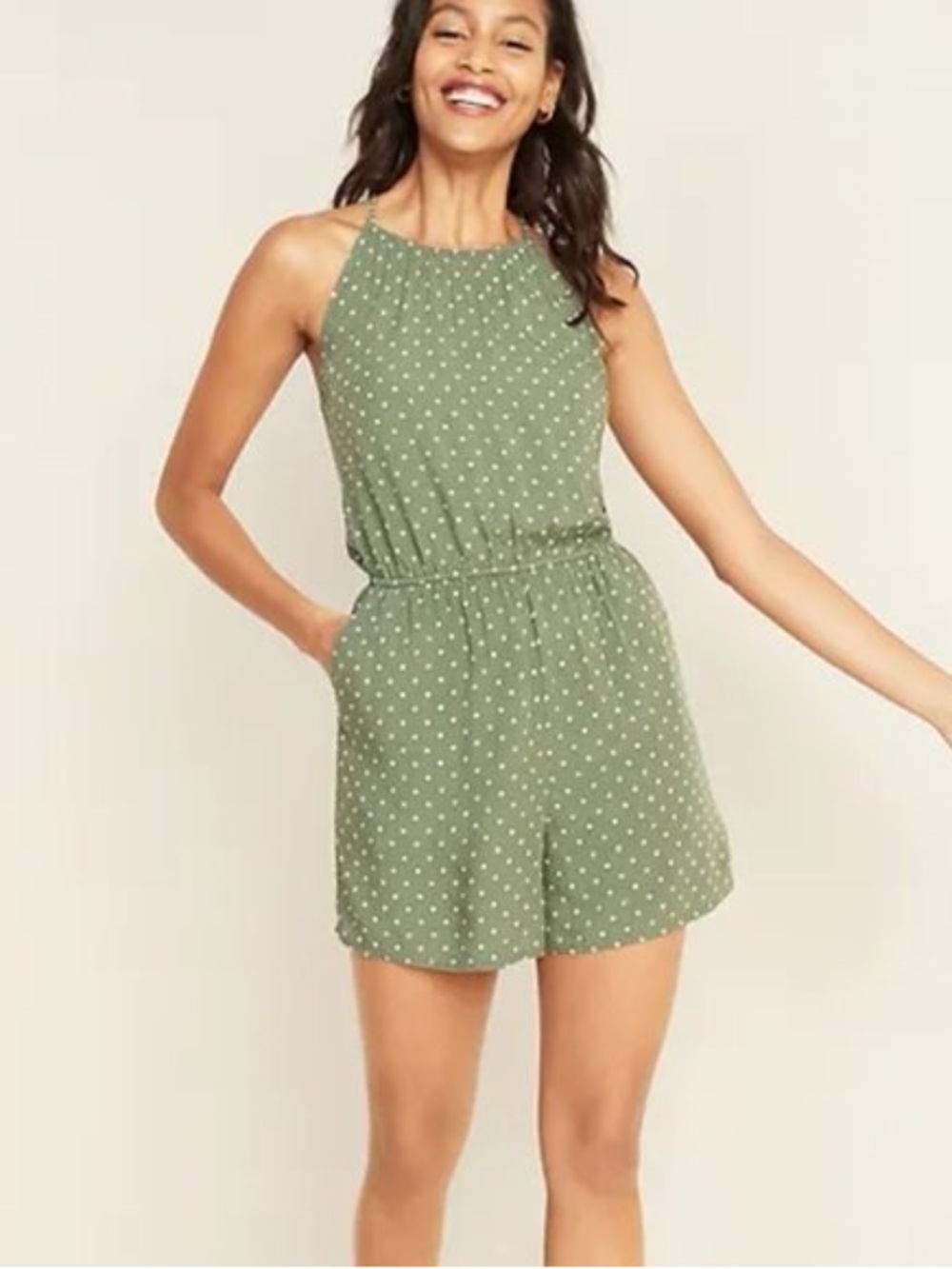 Old Navy Green Polka Dot Romper